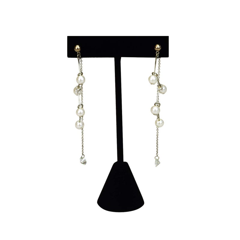 Ikee Design 6 Pcs Set Premium T- Shape Style Earring Display Stand, Earring Stand Jewelry Display for Showroom, Tradeshow, and Showcase, 2 1/2 W x 4 1/2 H in, Black Velvet - Image 3